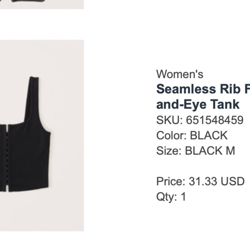 Abercrombie & Fitch Black Ribbed Hook-Front Tank - Picture 5 of 5